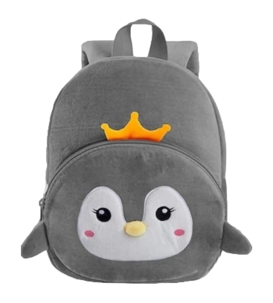 Grey Cat Soft Animal Cartoon Velvet Plush School Backpack Bag For 2 To 5 Years Kids